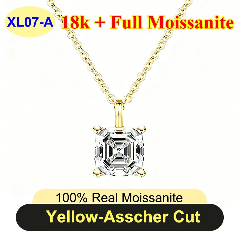 PureNew 1-5ct Classic Full Moissanite Necklace For Women S925 Silver Plated 18k Gold D Color VVS1 Women's Moissanite Chain Gift