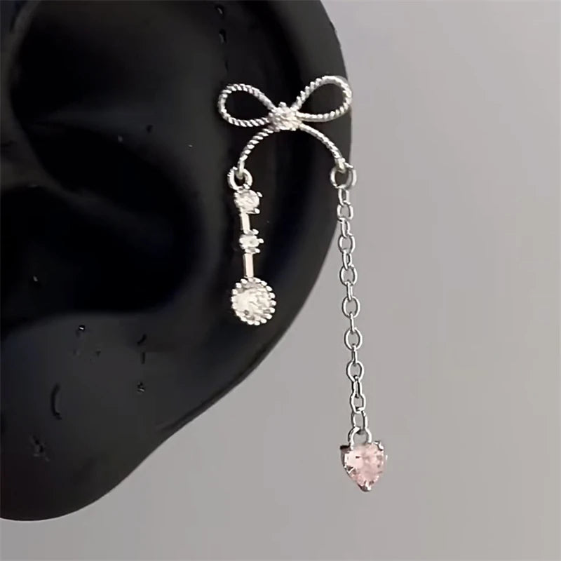 1pcs Quality Shiny Cross Zircon 316L Stainless Steel Ear Bone Nail Y2K Style Silver Color Earring for Women Cochlear Accessories