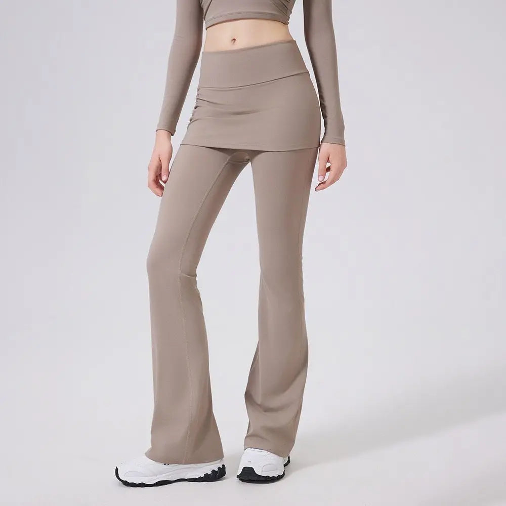 Women's High-Waist Yoga Pants Flared Sports Pants Hip Covering Skirt Running Leggings Dance Training Pilates Fitness Trousers
