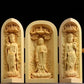Solid Wood Carving Three Open Buddha Statue, Collapsible Sculpture, Living Room and Bedroom Decoration, Modern Art