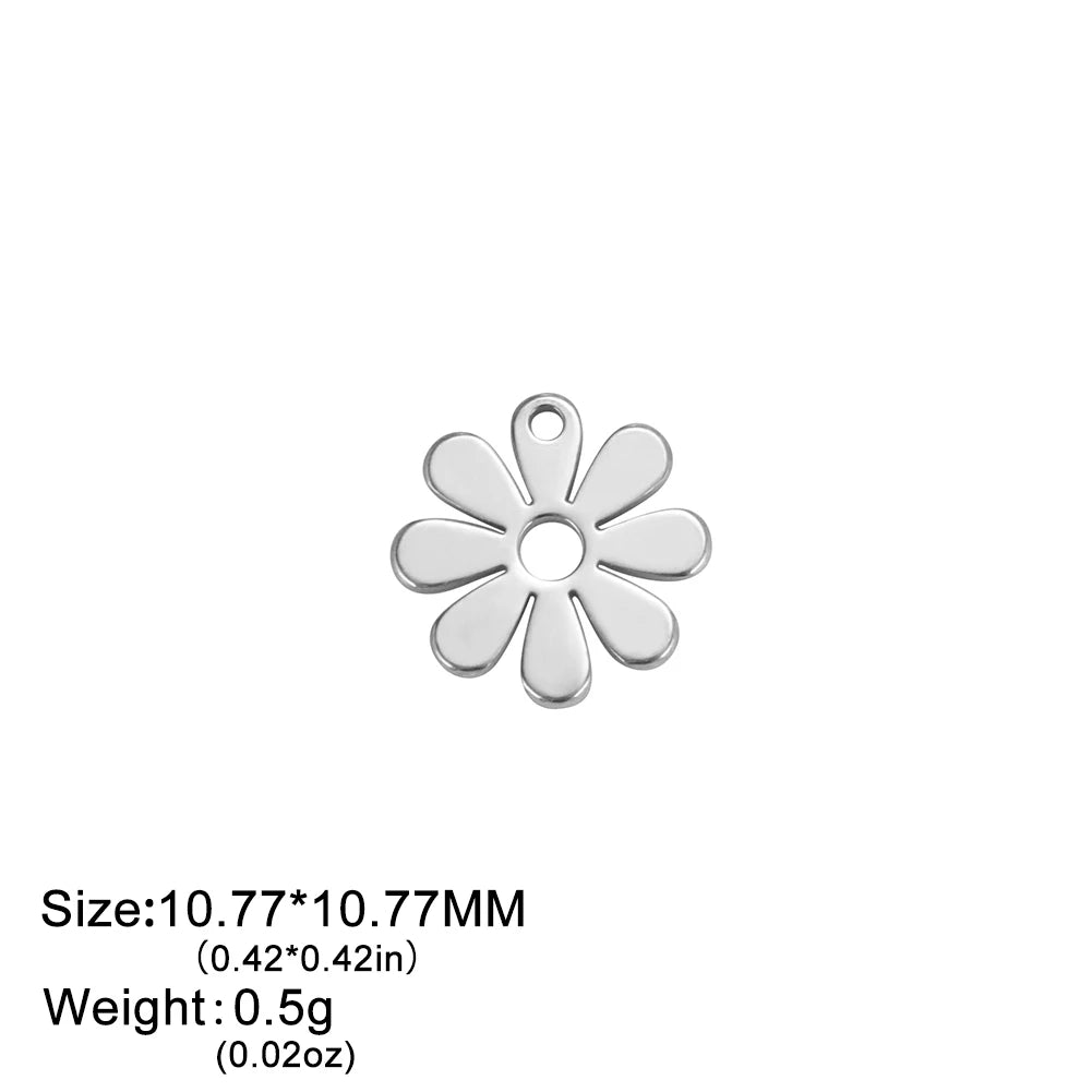 EUEAVAN 5pcs Stainless Steel Charms for Jewelry Making Leaves Lotus Flower Star Pendant Mini Charm Necklace Bracelet DIY Gifts
