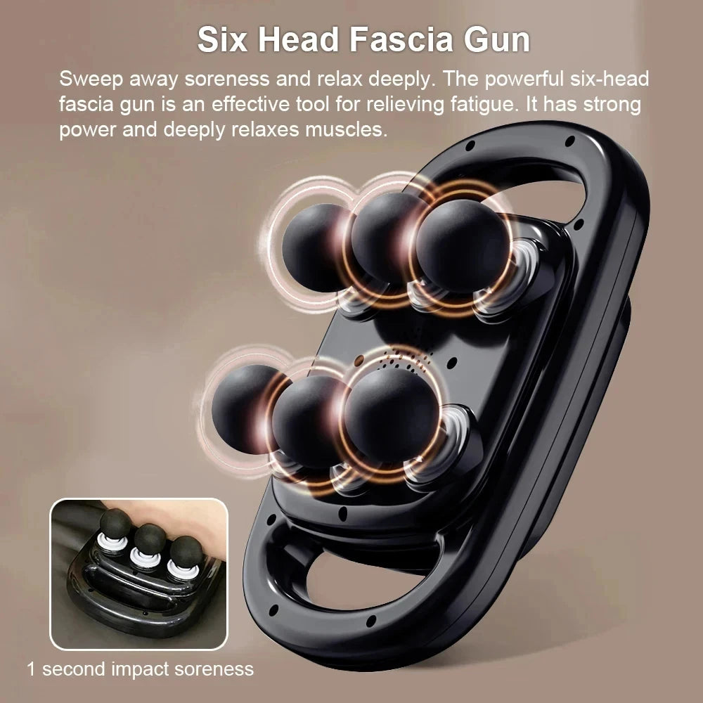 6 Head Massage Gun for Muscle Relief Deep Tissue Percussion for Neck Cervical Spine  Full Body