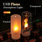 USB Flame Flickering LED Frosted Clear Glass Candle Night Light Simulated Flame for Car Home Room Laptop PC Festival Decoration