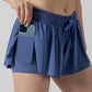 2 in 1 Flowy Sports Shorts Women Running Short Butterfly Tennis Skirt with Pockets Gym Yoga Athletic Biker Spandex Skirts Summer