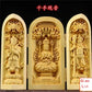 Solid Wood Carving Three Open Buddha Statue, Collapsible Sculpture, Living Room and Bedroom Decoration, Modern Art