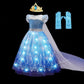 Halloween Girl Elsa Role Playing Dress Light Up Halloween Frozen Carnival Apparel Girls Birthday Cosplay Princess Glowing Dress