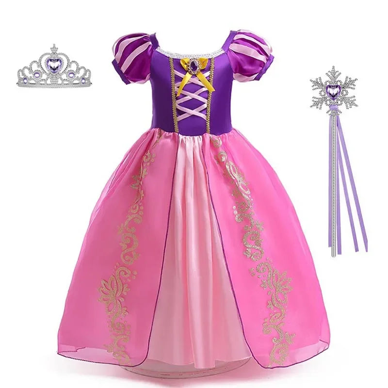 Girls Princess Dress Kids Birthday Cosplay Cinderella Snow White Aurora Rapunzel Halloween Costume Children Party Dresses