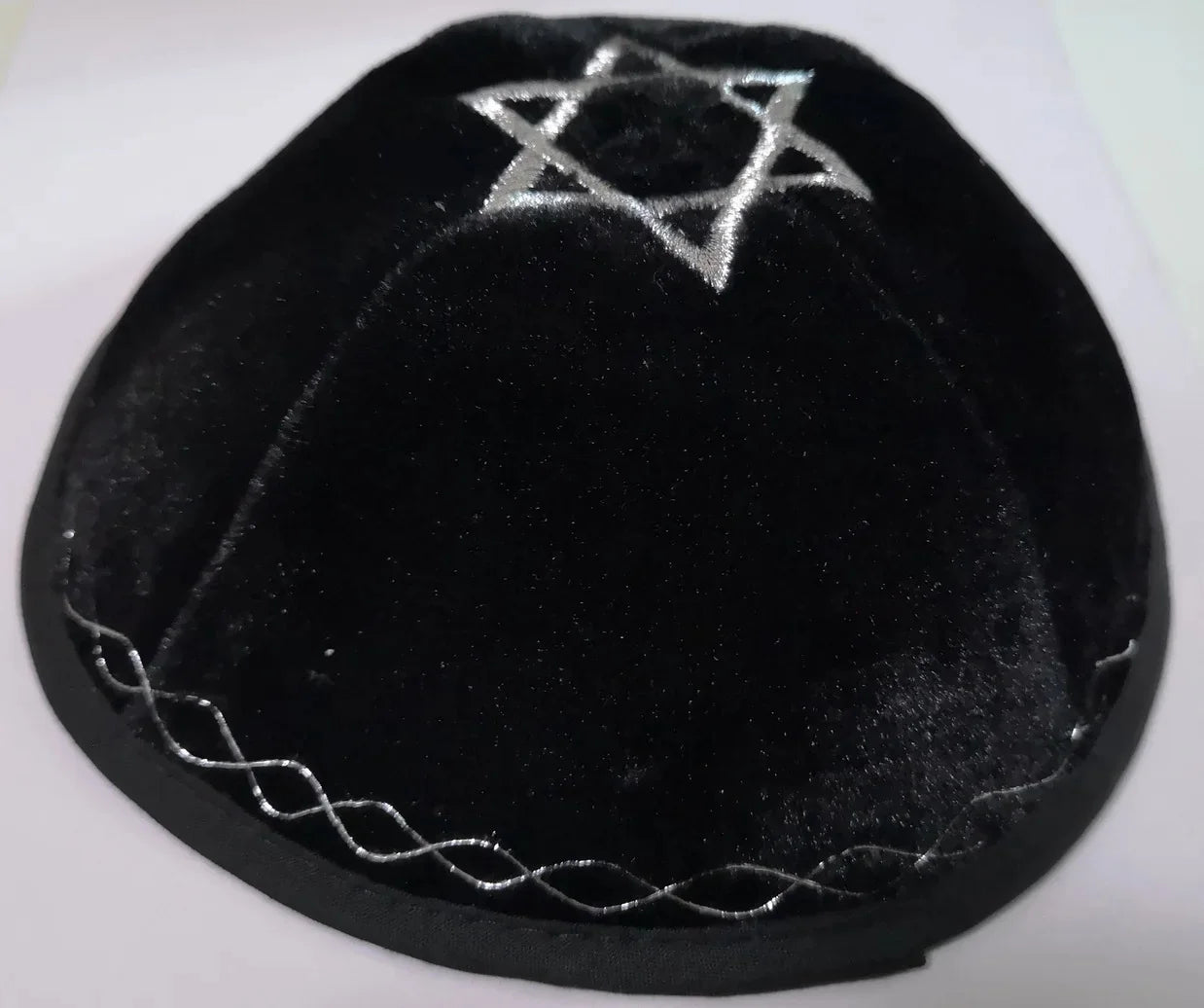VELVET JEWISH YARMULKE KIPPAH WITH STAR EMBROIDERED