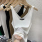 2026 Fashion Women Camisole Ice Silk Knit Tank Top Slim Fit Sleeveless Base Top Solid Color V-Neck Crop Top Casual Base Shirts