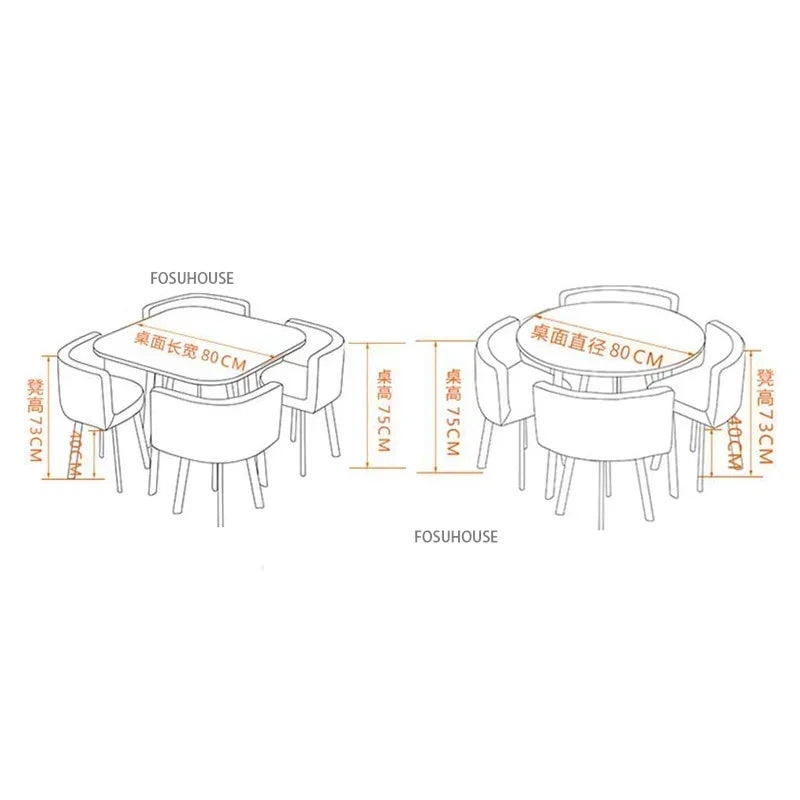 Nordic Round Dining Tables Set for Dining Room Furniture Kitchen Dining Table Set with 4 Chairs Home  Light Luxury Center Tables