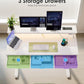 OffiGo Electric Standing Desk, 120 X 54cm Height Adjustable Desk with 3 Drawers, RGB LED Strip, White