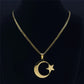 2026 Muslim Islam Moon Star Stainless Steel Chain Necklaces for Women Gold Color Necklace Jewelry Collares De Mujer N4811S05