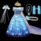 Halloween Girl Elsa Role Playing Dress Light Up Halloween Frozen Carnival Apparel Girls Birthday Cosplay Princess Glowing Dress