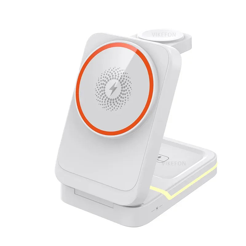 3 in 1 Magnetic Foldable Travel Fast Wireless Charger Stand For Magsafe iPhone 16 15 14 13 12 Pro Apple Watch 2-9 SE Airpods Pro