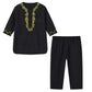 Autumn New Middle Eastern Button Round Tie Pocket Robe Set with Arabic Embroidery Pattern for Middle Eastern Children