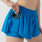 2 in 1 Flowy Sports Shorts Women Running Short Butterfly Tennis Skirt with Pockets Gym Yoga Athletic Biker Spandex Skirts Summer