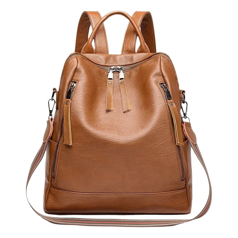 Women's Lightweight Leather Backpack Spring 2026 Commuter Bag Urban Minimalist Style Synthetic Leather Floral Embossed