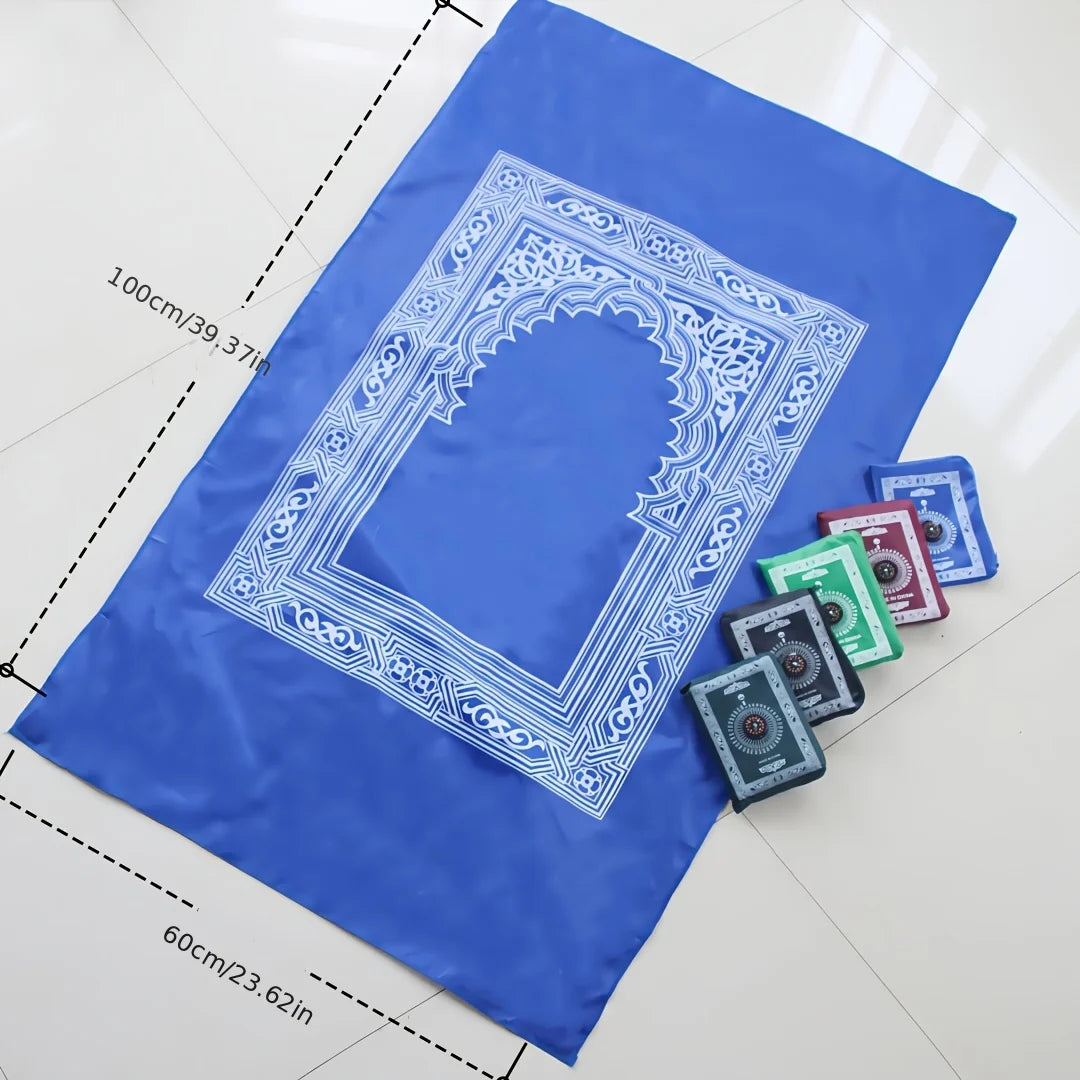1-Set Islamic Prayer Mat & Bead Set with Small Bag - Portable Ramadan Prayer Suitable, Travel - Islamic Gift for Muslim Weddings