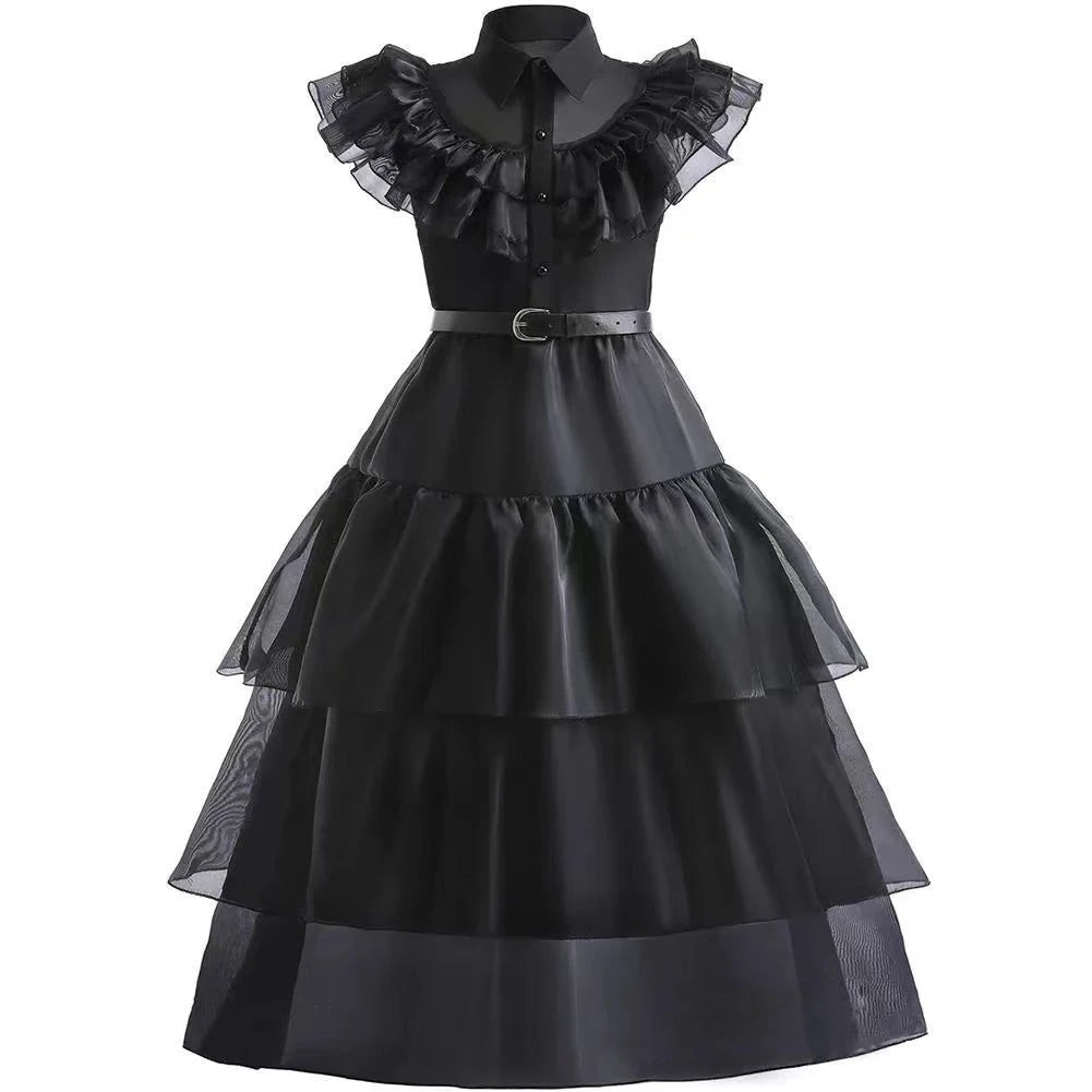 Girls Halloween Cosplay Costume Dress Movie Kids Gothic Dancing Vestidos Party Outfits Dress