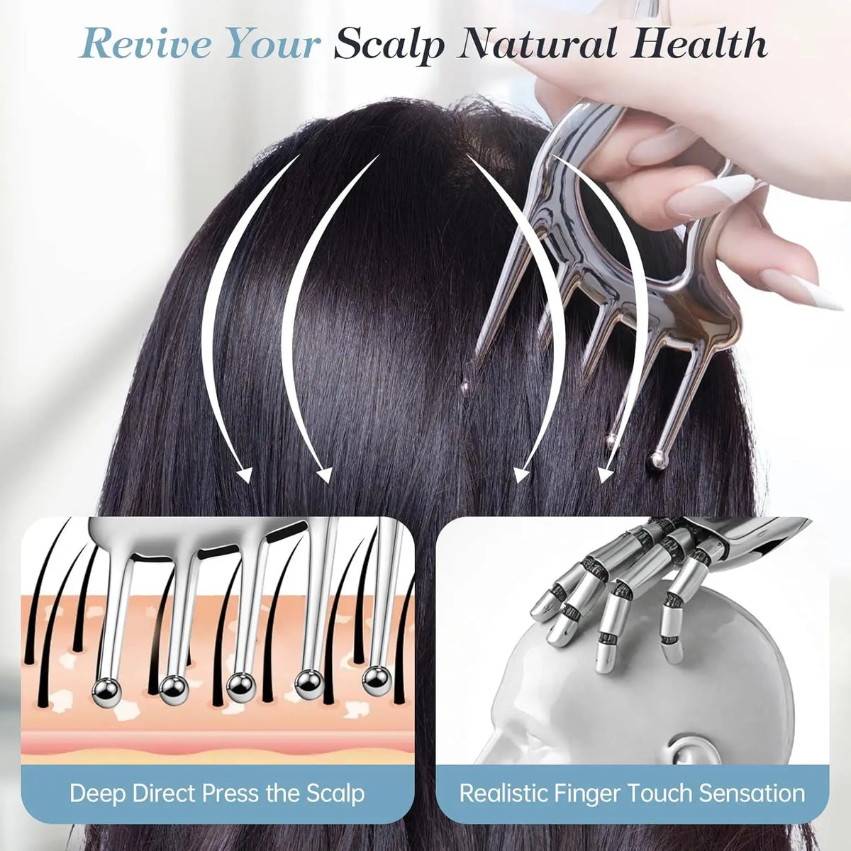 5 in 1 Metal Gua Sha Facial Tools Head Massage Comb Scalp Guasha Massager Point Tool Deep Relaxation Relieving Home SPA