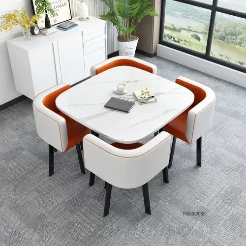 Nordic Round Dining Tables Set for Dining Room Furniture Kitchen Dining Table Set with 4 Chairs Home  Light Luxury Center Tables