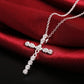 Fashion brand 925 Sterling Silver Necklace For Women Jewelry Blue crystal Exquisite cross Pendant birthday gifts Wedding party