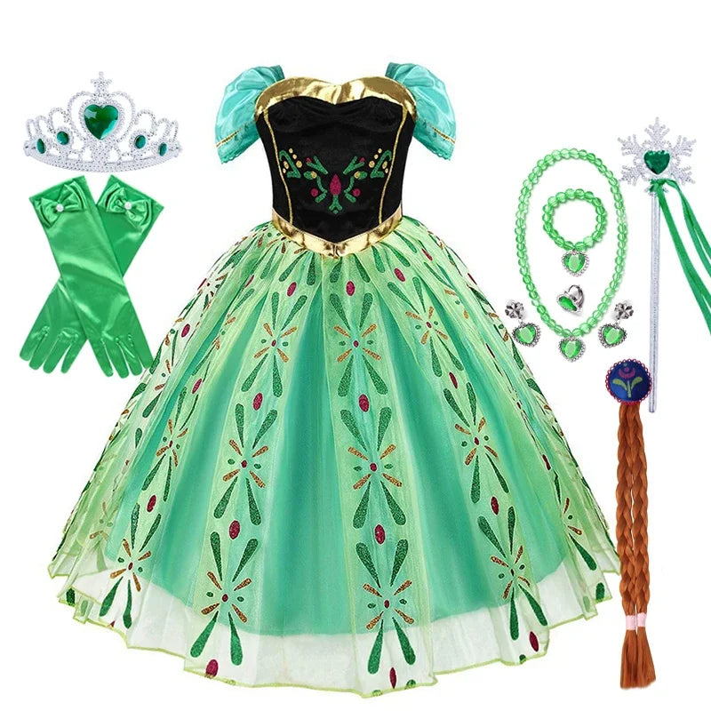 Girls Princess Dress Kids Birthday Cosplay Cinderella Snow White Aurora Rapunzel Halloween Costume Children Party Dresses
