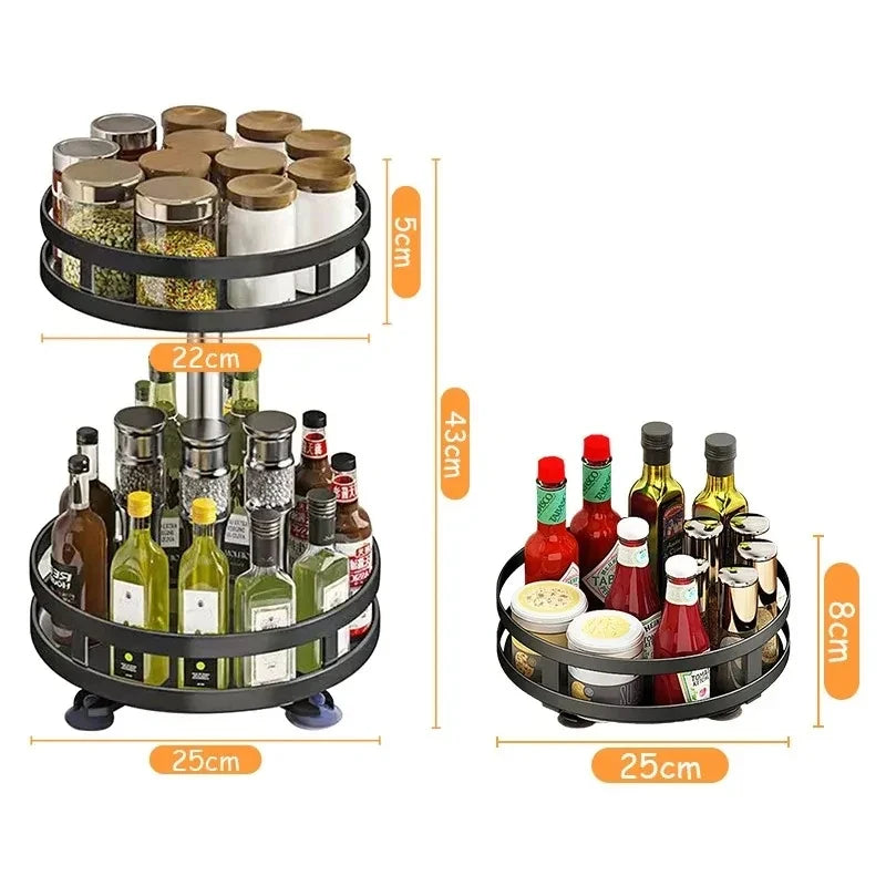 360° Rotatable Kitchen Storage Rack, Spice Organizer Turntable, Clean Storage Rack for Kitchen Accessories