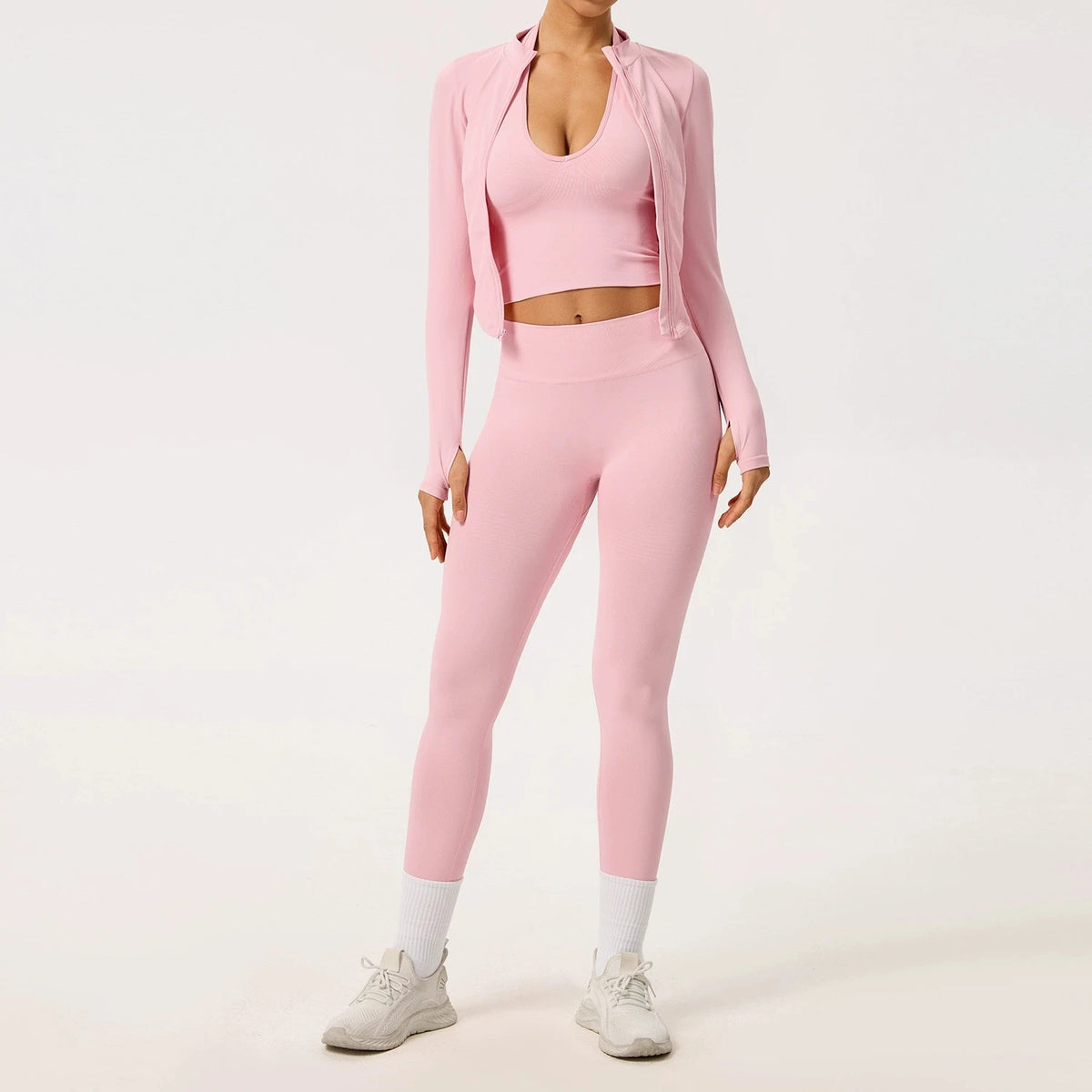 2/3PCS Yoga Set Women Gym Long Sleeve Sports Suits Fitness Bra Crop Top Workout Clothes Female Solid Seamless Legging Sportswear