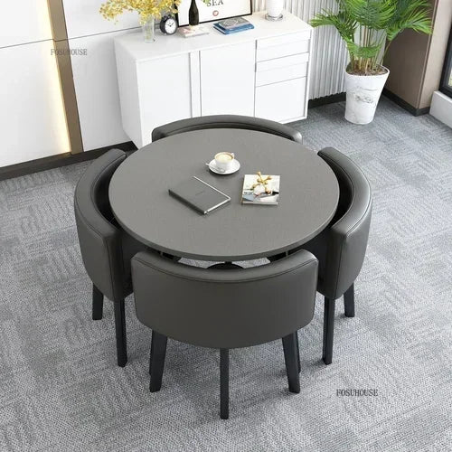 Nordic Round Dining Tables Set for Dining Room Furniture Kitchen Dining Table Set with 4 Chairs Home  Light Luxury Center Tables