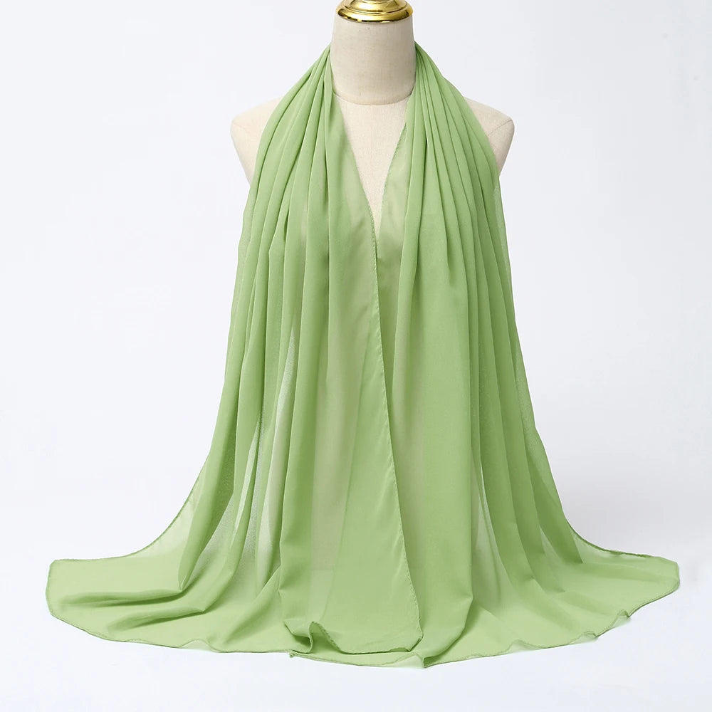 Muslim Chiffon Hijabs For Woman Long Solid Color Head Wrap For Women Shawls Scarves Ladies Muslim Veil Hijab