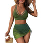 2025New Year's Fashion Swimwear Solid Color Sexy Mesh Patchwork Drawstring Two-Piece Swimsuit