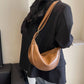 Retro Hobos Bag For Women Half Moon Shoulder Bag Large Capacity PU Leather Zipper Crossbody Bags Solid Color Handbags 2024