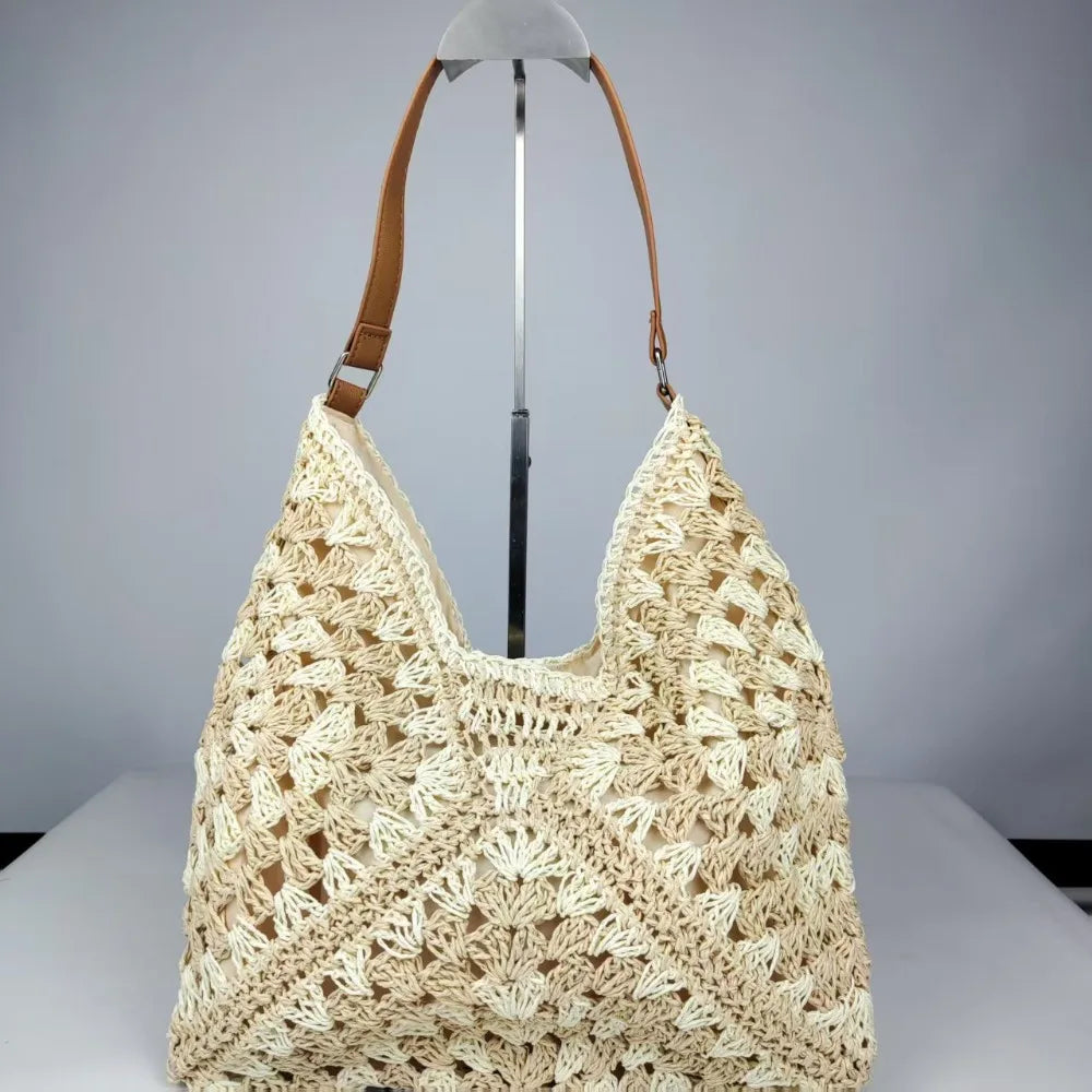 New Summer Straw Crochet Bag Leisure Vacation Weave Shoulder Bag Casual Beach Women's Handbags Ladies/Girls