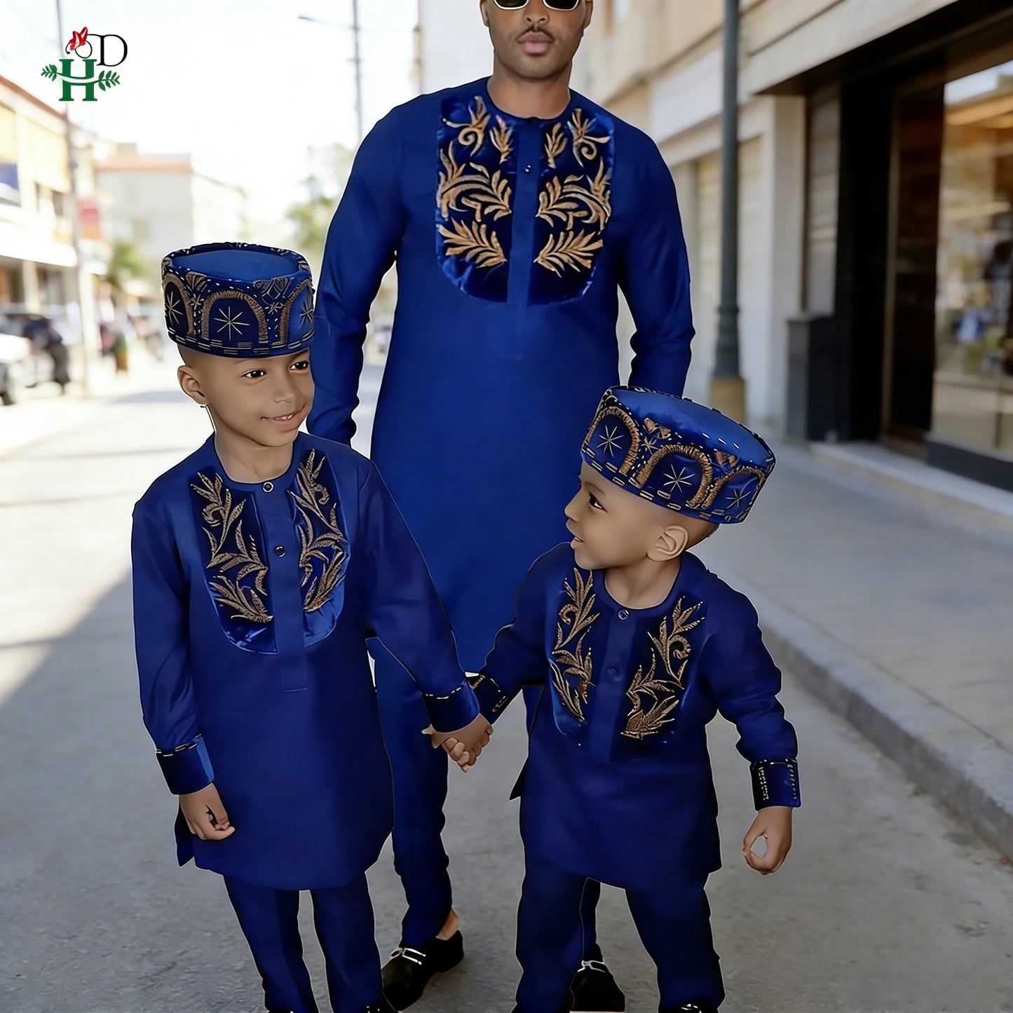 H&D African Clothing For Man Traditional Agbada Sets 2PCS For Boy Thobe Pant Embroidery Wedding Party Father Son Suits Plus Size