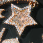 Iced Crescent Mosque Star Pendant Men Hip Hop Charm 18K Rose Gold Plated Full Paved CZ Bling Jewelry Islamic Muslim Religious Moon Cuban Link Chain Accessories Shiny Faith Statement For Rappers Club Urban Street Daily Fashion