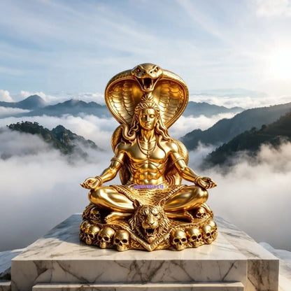 3D Printed Indian Shiva Yoga Statue with Cobra, Meditating Seated Shiva Deity, South Asian Ornament