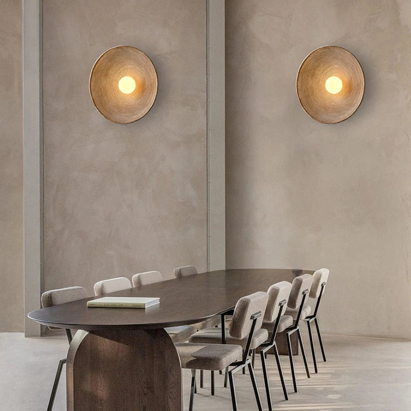 Nordic Creative Retro Round Wall Lamp Wabi-sabi Resin Sconces for Living Room Bedroom Bedside Hotel Corridor Decor Lighting