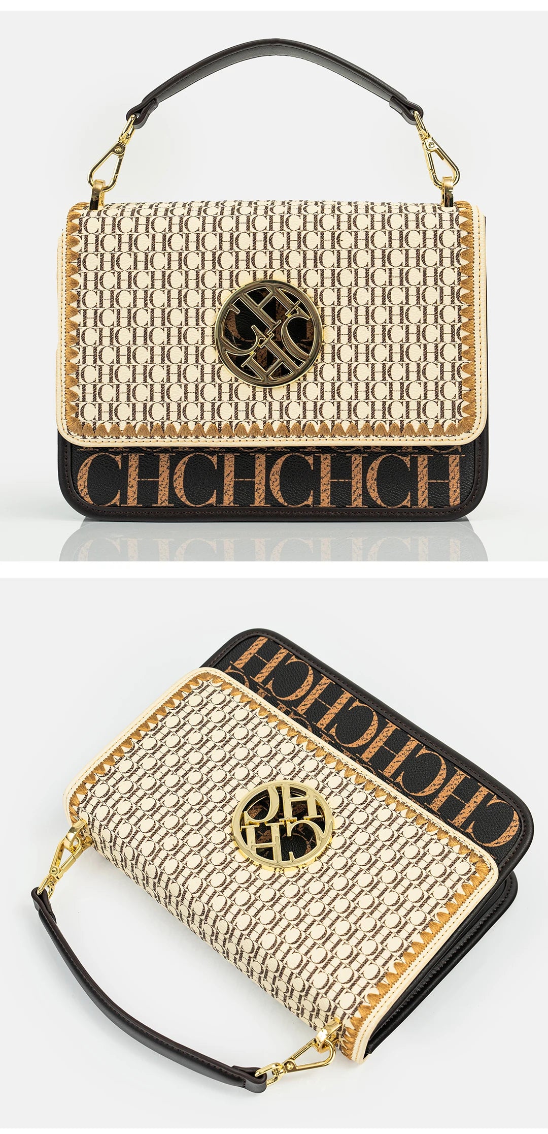 CH Solid Design Shoulder Bag Dark Letter Embossed Ladies Party Bag Exquisite Luxury Brand Fashion Design Handbag Classic