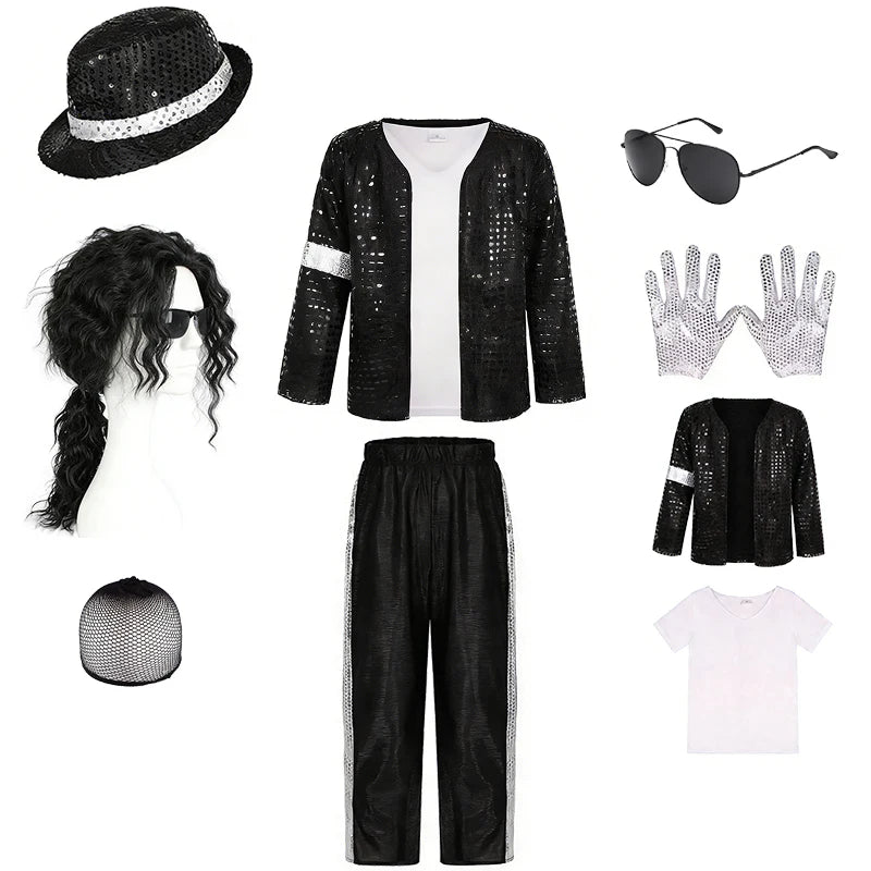 Michael Jackson Kids Clothes Halloween Cosplay Birthday Party Dance Performance Children's Costume Pop Star Boys Girls Outfits
