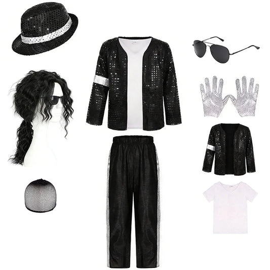 Michael Jackson Kids Clothes Halloween Cosplay Birthday Party Dance Performance Children's Costume Pop Star Boys Girls Outfits