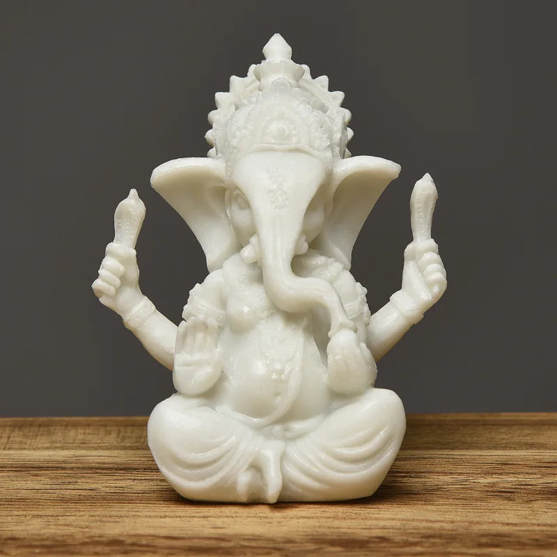 Hindu Ganesha Buddha Elephant Statue Golden Sandstone Ganesha Figurine Tabletop Decoration Ornament Elephant Figurine Home Decor