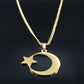 2026 Muslim Islam Moon Star Stainless Steel Chain Necklaces for Women Gold Color Necklace Jewelry Collares De Mujer N4811S05