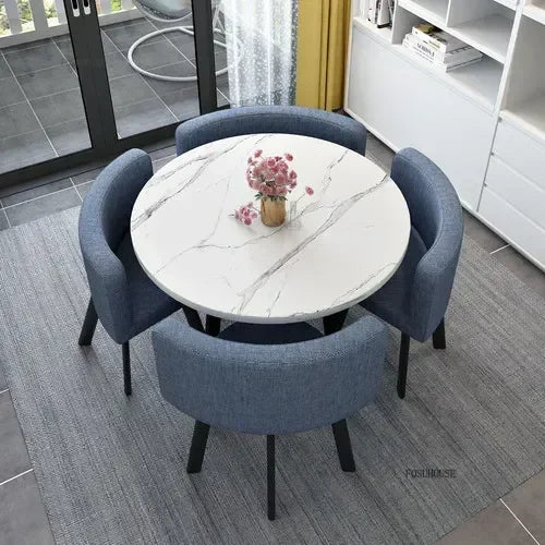 Nordic Round Dining Tables Set for Dining Room Furniture Kitchen Dining Table Set with 4 Chairs Home  Light Luxury Center Tables