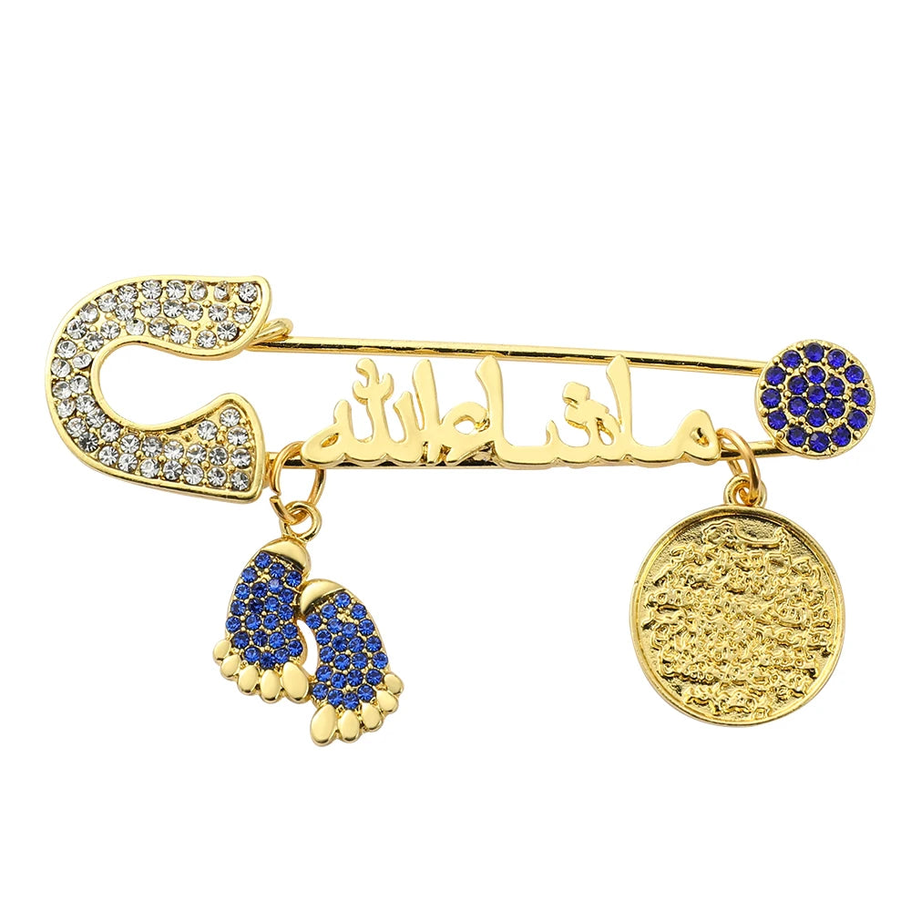 Muslim Islam Mashallah Allah Turkish Four Gul Suras Marsala of Islam In Arab Baby Pin Brooch Clothing Accessories Gifts