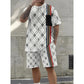 2025 Summer Men's Clothing Letter Print Short Sleeve Top Men's Elastic Waist Shorts 2-piece Set Plus Size T Shirts Shorts Set