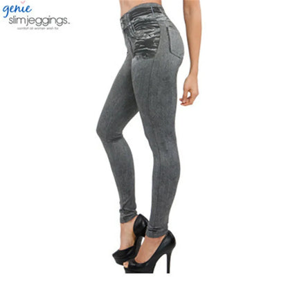 Women's Seamless Denim-Look Leggings Fitness Leggings High Elastic Butt Liftting Yoga Pants High Waist Gym Trainning Print Tight