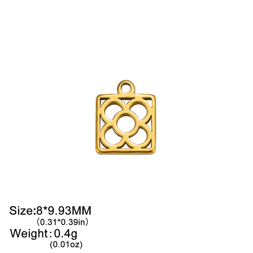 EUEAVAN 5pcs Stainless Steel Charms for Jewelry Making Leaves Lotus Flower Star Pendant Mini Charm Necklace Bracelet DIY Gifts