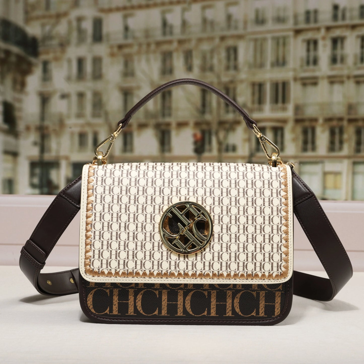 CH Solid Design Shoulder Bag Dark Letter Embossed Ladies Party Bag Exquisite Luxury Brand Fashion Design Handbag Classic