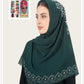 Muslim Square Scarf Women Fashion Rhinestone Hijab Arab Headwrap Turban Headband Pearl Chiffon Islamic Headscarf  Free Pin